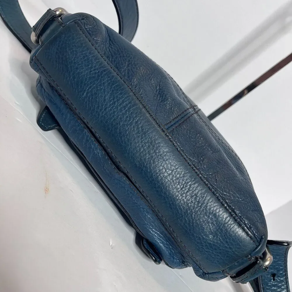 Fossil Vintage Maddox Blue Leather Messenger Shoulder Crossbody Bag
